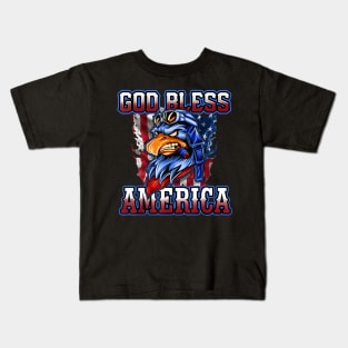 4th of July Patriotic Eagle God Bless America Independence Kids T-Shirt